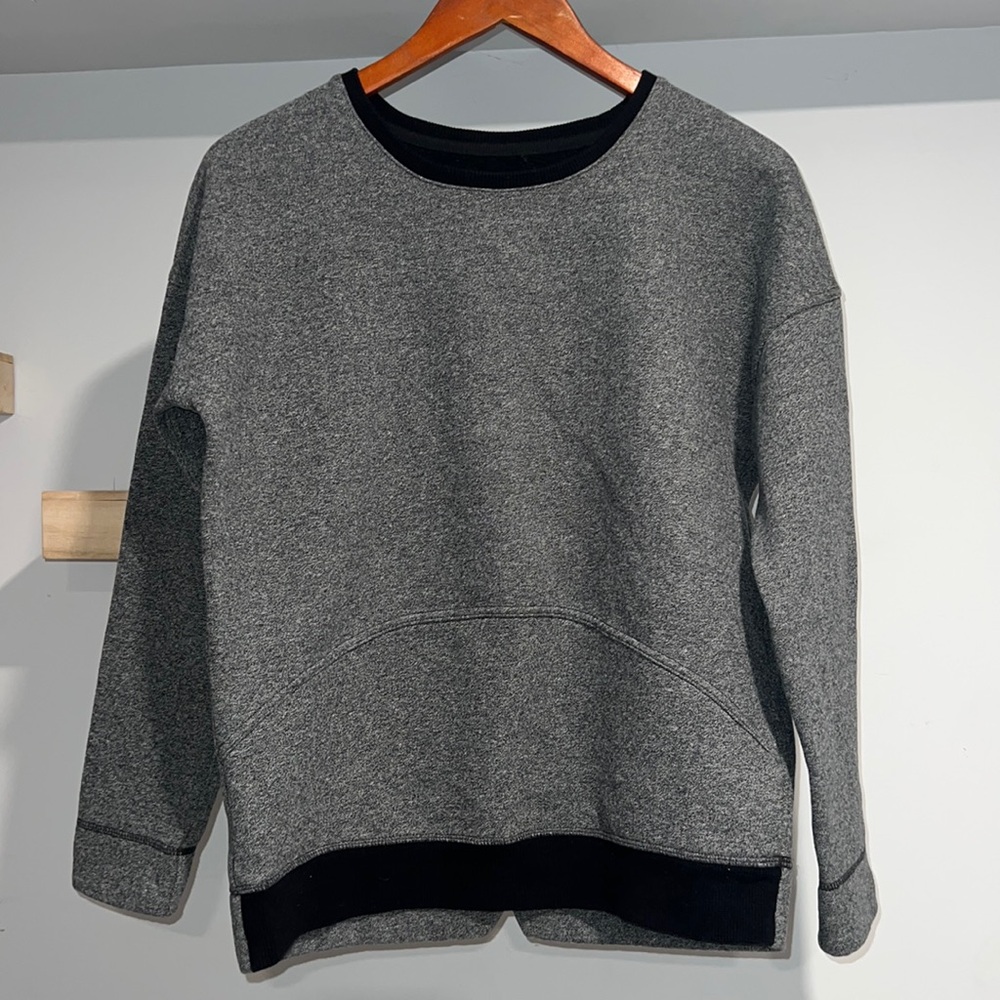Lululemon Women's Keep Up Crew Pullover Sweatshirt Heather Gray Black